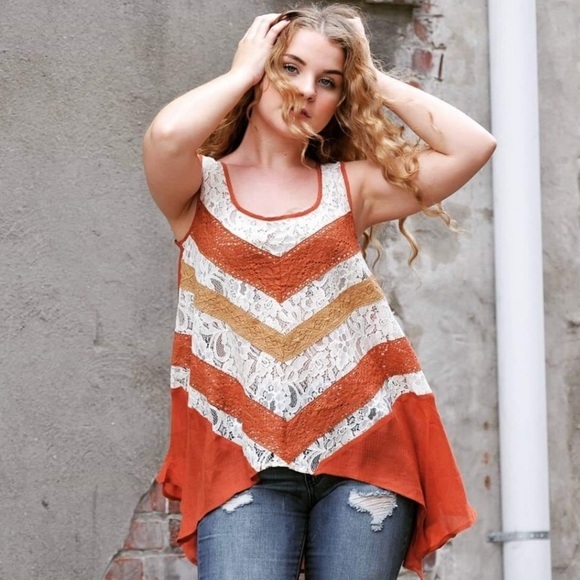 xoxoklowe Tops - Boho Lace Color Block Tank Top